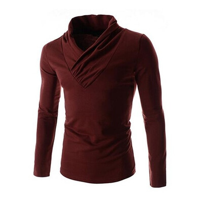 

Zogaa Mens T-Shirt Pure Color Slim Long Sleeve