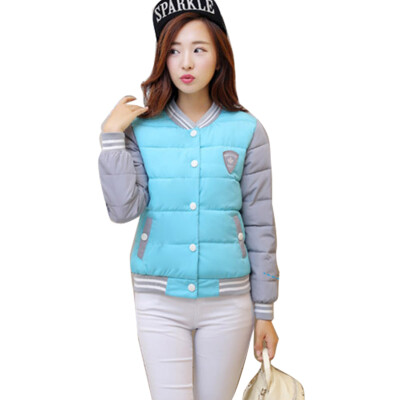 

Women Cotton Padded Jacket Down Short Coat Thin Baseball Winter Stand Collar