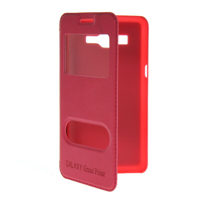 

MOONCASE View Window Leather Side Flip Pouch Stand Shell Back ЧЕХОЛ ДЛЯ Samsung Galaxy Grand Prime G5306W Hot pink