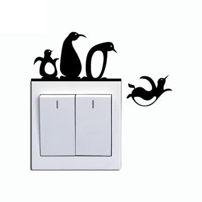 

Penguins Switch Sticker Cartoon Pegatina Wall Stickers for Kids Room Home Decor waterproof Plane Wall Sticker