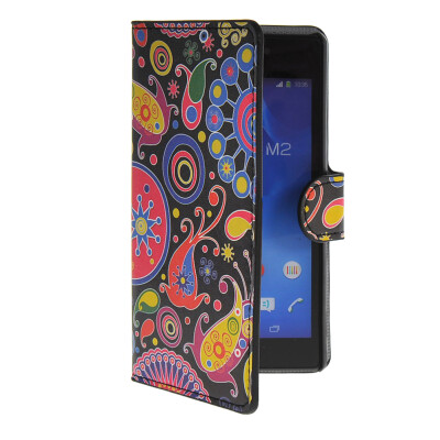 

MOONCASE Flower style Leather Side Flip Wallet Card Slot Stand Pouch чехол для Sony Xperia M2