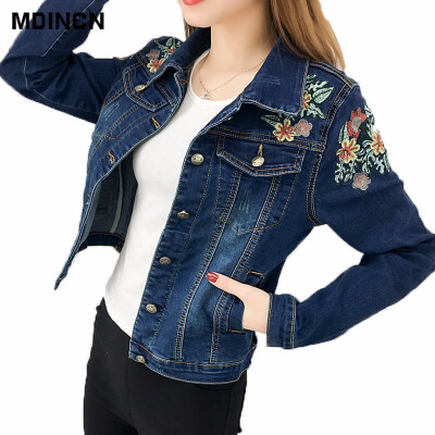 

2018 Fashion Women Jacket High quality spring&autumn new embroidered denim jacket women slim outwear bomber jacket women LR3
