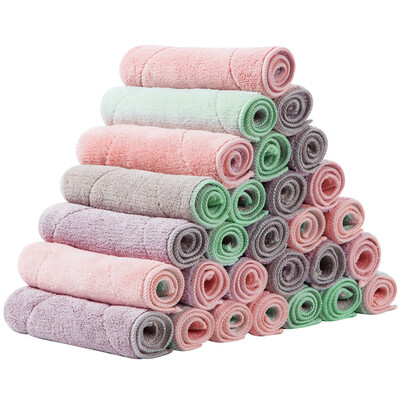 

Bingyou bathroom thick absorbent rag household cleaning cloth non-stick oil dish towel wipe tablecloth towel scouring pad towel 3030cm 8