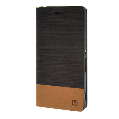 

MOONCASE Sony Xperia Z4 чехол Холст ткани кожи бумажника Слот для карты флип кронштейн задняя крышка Крышка кофе