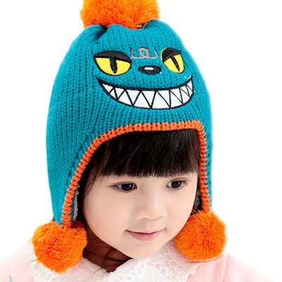 

Buebos Ninos Autumn & Winter Children's Hat Big Mouth Devil Cashmere Ear Protection Kids Girl Boy Knitted Beanie Hat