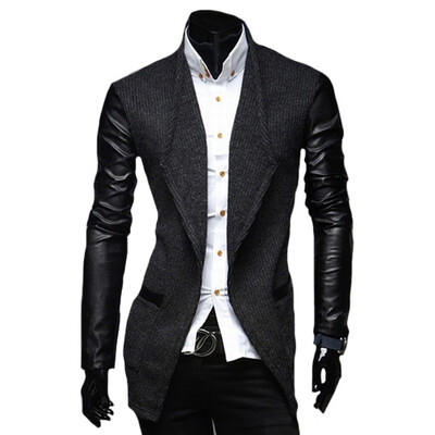 

CT&HF Men Faux Jacket Casual Men PU Coat Winter Outerwear For Men