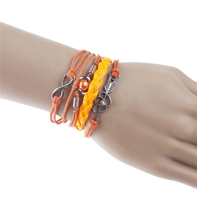 

MyMei Fashion Infinity Love Heart Silver Eiffel Tower Friendship Leather Bracelet