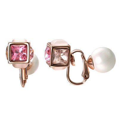 

Yoursfs Clip On Pearl Earrings with Square Crystal Vintage Wedding Earrings