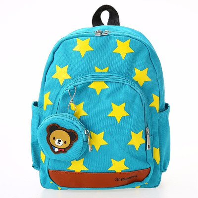 

Kids School Bags Canvas Cute Star Pattern Travel Backpack Children Kindergarten Schoolbags With Coin Purse