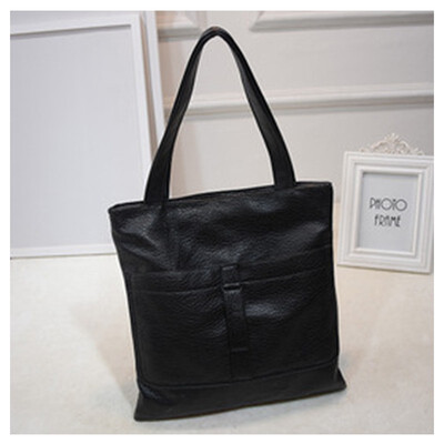 

SMOOZA European&American retro big shopping packet silver gold color women bags polished leather handbag women shoulder bag