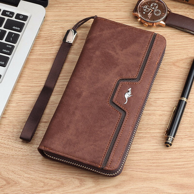 

Mens zipper wallet business leisure retro multi card handbag youth personality handbag man
