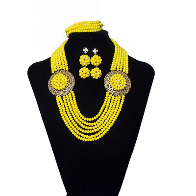 

Fashion Nigerian Wedding Beads Orange Jewelry Set Traditional African Wedding Bridal Statement Necklace Set Ethiopian Jewelry Set