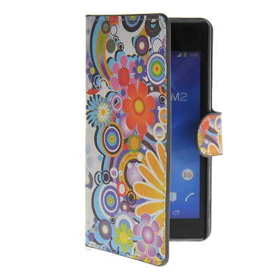 

MOONCASE Flower style Leather Side Flip Wallet Card Slot Stand Pouch чехол для Sony Xperia M2