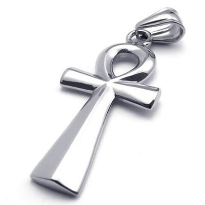 

Hpolw Mens&Womens Stainless Steel Casting 925 sterling silver Egyptian Ankh Cross Pendant Jewellery Necklace,18-26 inch Chain