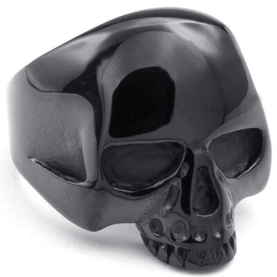 

Hpolw New Fashion,Charm Mens Gothic Style Design Stainless Steel fashionable Black Ring Alien Skull ,Width: 23mm