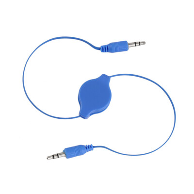 

35mm Male to Male Aux Auxiliary Retractable Stereo Jack Audio Cable Cord Blue