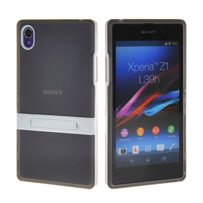 

MOONCASE Мягкие гибкие силиконовый гель ТПУ кожи с Kickstand чехол для Sony Xperia Z1 Grey