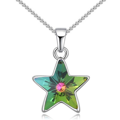 

Fashion Crystal Star Pendant Necklaces Chain Necklace For Women Made with Crystal from Austria White Gold Plated 26628