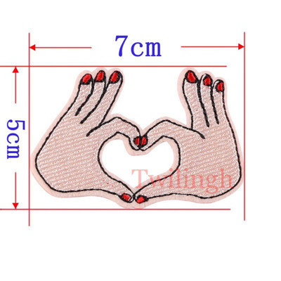 

1Pcs Gesture Hand Patches Iron On Embroidered Patch Applique Sewing Fabric Repair Clothes Patch Stickers Garment DIY Accessories