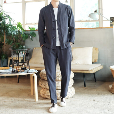 

Jacket loose Korean cardigan T-shirt Chinese style suit male