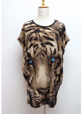 

New Fashion Women's T-shirt Batwing-sleeve Tiger Animal Print T-shirt Spring-Summer Blouse