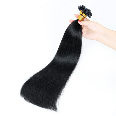 

BHF HAIR Fusion hair extensions Straight Brazilian Human HairSoft&Bouncy Nail U Tip Machine Human Hair Extensions 18" 1gs