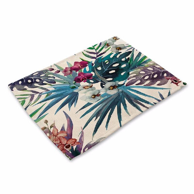 

Plant Printed Polyester Placemat Heat resistant Stain resistant Anti slip Table Mat Bowl Coaster Dining Tableware Pad for Dining T