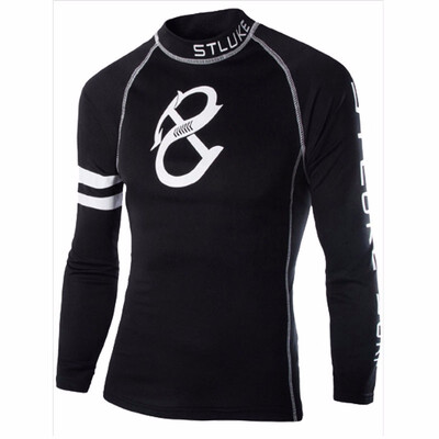 

New Mens Fitness&Leisure Quick Dry T-shirts In Autumn&Winter of 2018 Printed Waterproof Sport Tops