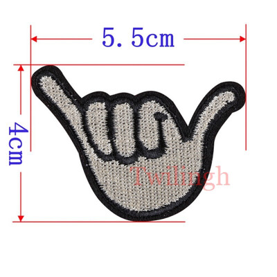 

1Pcs Gesture Hand Patches Iron On Embroidered Patch Applique Sewing Fabric Repair Clothes Patch Stickers Garment DIY Accessories
