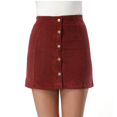 

Clarisbelle womens high waist single-breasted corduroy skirt