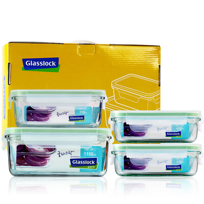 

Jingdong Supermarket Sanguang Cloud glasslock Korea imported tempered glass lunch box microwave oven bowl fresh box sealed lunch box four sets GL4-08