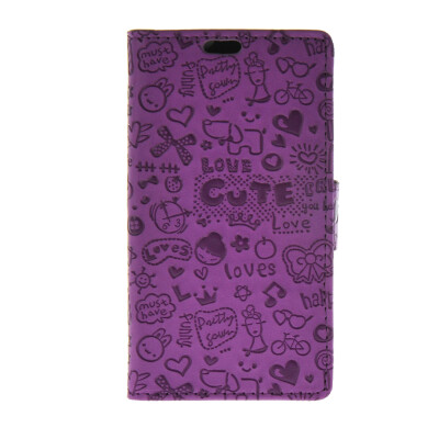 

MOONCASE Cute Little Witch Leather Side Flip Wallet Card Holder Stand Pouch Case Cover for Sony Xperia E4G Purple