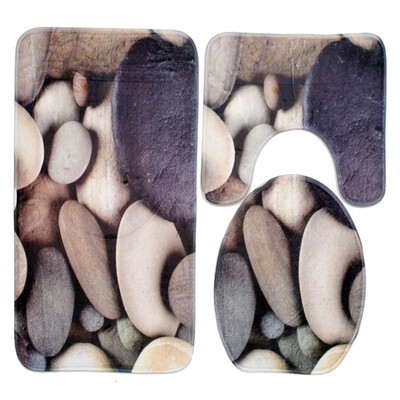 

UpperX Sets 3Pcs Rugs Bathroom Toilet WC Bowl Lid Anti-Deraillant Decor
