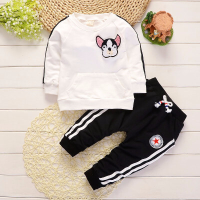 

Spring Autumn Children Boys Girls Clothing Suits Fashion Baby Embroidery Cartoon Dog T-shirt Pants 2Pcssets Toddler Tracksuit