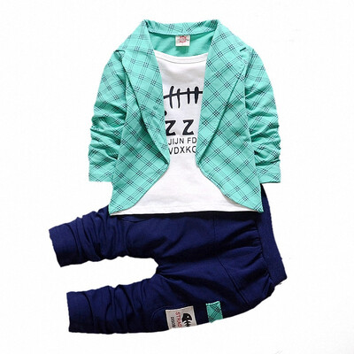 

Baby Boys Cotton Clothes Plaid Suits Spring Autumn Toddler Sets Children T-shirt Pants 2PcsSets kids Tracksuits