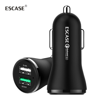 

ESCASE car charger car charger cigarette lighter 31A fast charge dual USB Android ios fully compatible with all brands of data line aluminum alloy to create CC09 amber gold