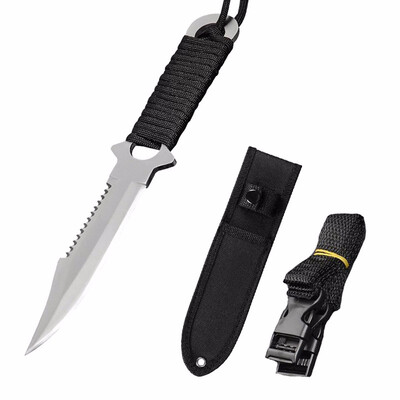 

CHACHEKA American Paratrooper Rescue Knife Leg Wrapping Tie Waist Knives Fixed Blade Hunting Straight Knife ABS Sheath