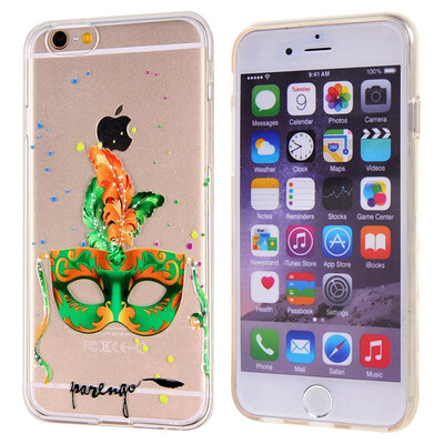 

MOOCASE Multicolored Shining Plumage Mask Pattern Transparent TPU Case Cover For iPhone 6 4.7''Color 6/iPhone 6 Plus 5.5'