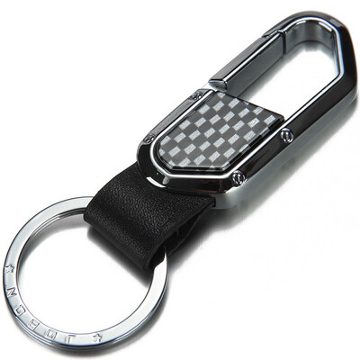 

Jingdong Supermarket] JOBON Zhongyin key chain ring car key chain chain embedded carbon fiber waist hanging JP-106B black nickel