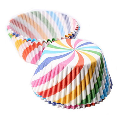 

UpperX Baking Cups Cupcake Liners Standard Sized 300 Count Rainbow Skew Stripe