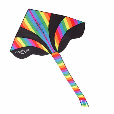 

Ametoys Huge Rainbow Kite with 50m Line Delta Kite Easy to Assemble Great Beginner Kite for Kids Outdoor Games&Activities