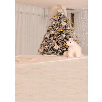 

Xmas Tree Polar Bear Photo Backdrop 57FT Vinyl Fabric Cloth Digital Printing Photo Background st-563