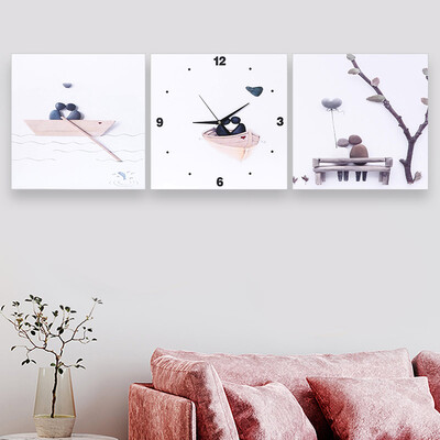 

TIMESS wall clock living room decorative painting clock modern Nordic sofa background wall triple bell painting restaurant hanging picture wall clock Z2-C 3030CM