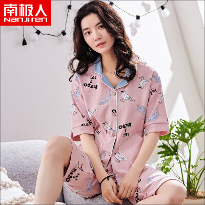 

Antarctic pajamas women summer short-sleeved cotton cartoon Korean version of fresh students cotton wear two-piece suit home service pink