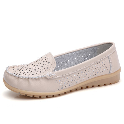 

2018 Spring women flats shoes women genuine leather shoes woman cutout loafers slip on ballet flats ballerines flats