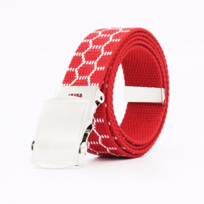 

Male And Female Teenager Fashion And Leisure Scrolling Buckle Stripe Canvas Belt