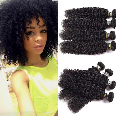 

8A Jerry Curly Malaysian Virgin Hair 4 Bundles Kinky Curly Hair Excellent Hair Weave Bundles Shedding Free Natural Color
