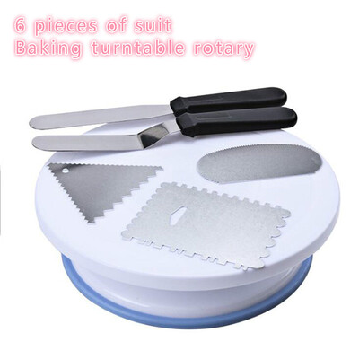 

6 PCs Set kits Baking DIY Anti-skid Round turntable rotary cake decorating table plate tools 10 inch