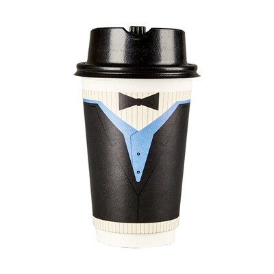 

OTOR 382ml Paper Cups for Milk Tea Coffee Thickened Double Wall Heat-Insulated Cup with Cover Party Anniversary Cup 500pcs