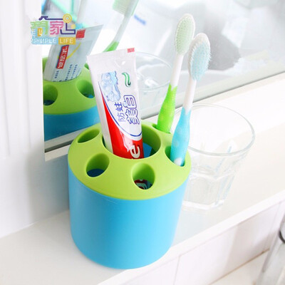 

Cntomlv Multi-Function Random Perforated Toothbrush Holder Storage Barrels Plastic Desktop Pen Holder Storage Boxes
